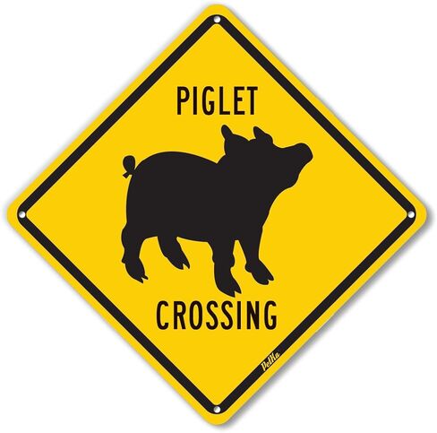 لافتات ورسومات PetKa PKAC-0144-NA_10x10 لافتة ألومنيوم "Piglet Crossing"، 10 بوصة × 10 بوصة، أسود على برتقالي in Kuwait