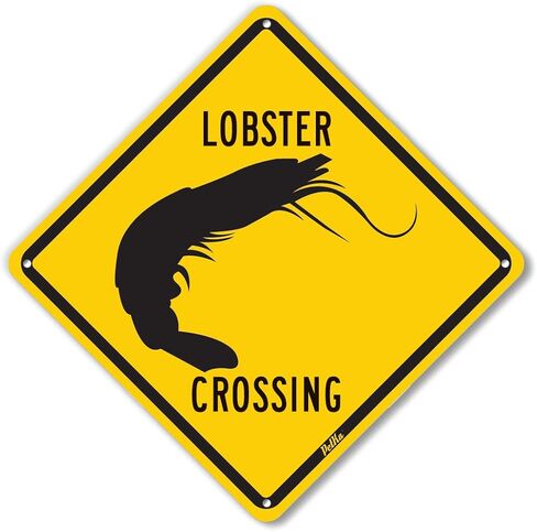 PetKa Signs and Graphics PKAC-0141-NA_10x10 "Lobster Crossing" Aluminum Sign, 10" x 10", Black on Orange in Saudi Arabia