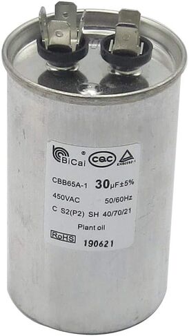 متر ستار ROHS CQC EN60252-1 مكثف بدء تشغيل ضاغط تكييف الهواء العالمي 20-75 فائق التوهج CBB65A-1 450VAC 50/60 هرتز C S2(P2) SH 40/70/21 زيت نباتي (35 فائق التوهج) in Kuwait