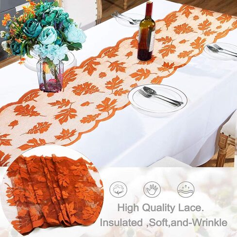 🍁Fall Table Runner Thanksgiving Decorations, Maple Leaf Lace Table Runner for Thanksgiving Dinner Party Pumpkin Autumn Runner Harvest Table Decorations Autumn Home Indoor Seasonal Decor(13x72 Inch) in Kuwait