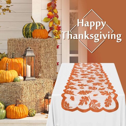🍁Fall Table Runner Thanksgiving Decorations, Maple Leaf Lace Table Runner for Thanksgiving Dinner Party Pumpkin Autumn Runner Harvest Table Decorations Autumn Home Indoor Seasonal Decor(13x72 Inch) in Kuwait