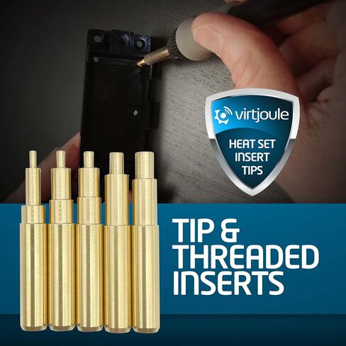 Virtjoule Heat Set Insert Tips for Sizes M2, M2.5, M3, M4, and M5 - Soldering Iron Tips for 3D Printer Users, 3D Printing Accessories Compatible with Hakko FX-888D and Weller SP40NKUS Soldering Irons in Saudi Arabia