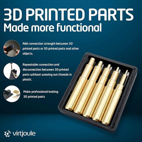 Virtjoule Heat Set Insert Tips for Sizes M2, M2.5, M3, M4, and M5 - Soldering Iron Tips for 3D Printer Users, 3D Printing Accessories Compatible with Hakko FX-888D and Weller SP40NKUS Soldering Irons in Saudi Arabia