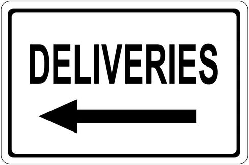 Aluminum Horizontal Metal Sign Multiple Sizes Deliveries with Left Arrow OSHA Black Shipping and Receiving Border Weatherproof Street Signage 10x7Inches in Saudi Arabia