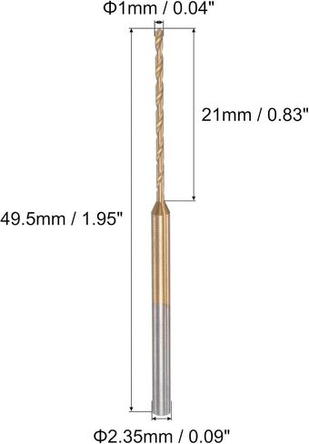 uxcell 8Pcs 0.8mm Mini Twist Drill Bit, Micro Engraving Drill Bits High-Speed Steel 2.35mm Shank Titanium Coated for DIY Resin, Amber and Wood in Saudi Arabia