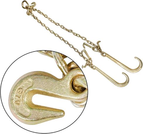 WFLNHB G70 5/16in x 3ft V-Chain Bridle 15in/8in J-Hook Tow Chain T-Hook & J-Hook w/Grab Hooks in Kuwait