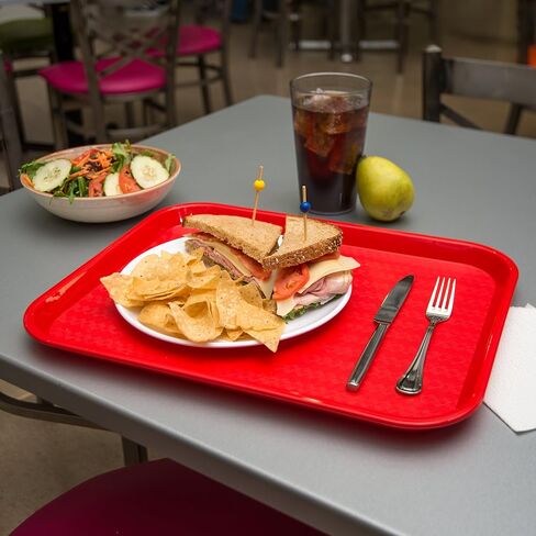 Carlisle FoodService Products Cafe Fast Food Cafeteria Tray with Patterned Surface for Cafeterias, Fast Food, And Dining Room, Plastic, 17.87 X 14 X 0.98 Inches, Red in Saudi Arabia