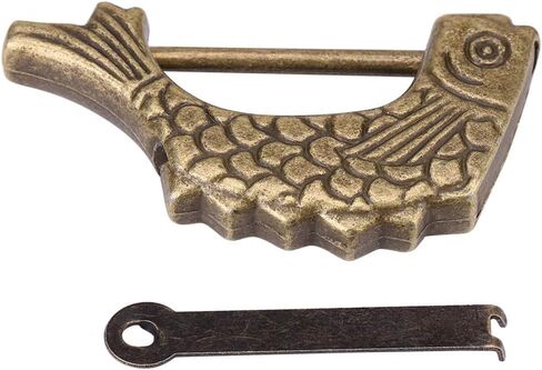 Retro Metal Lock Ancient Chinese Padlock with Fish Shaped for Drawer Jewelry Box Cabinet in Saudi Arabia