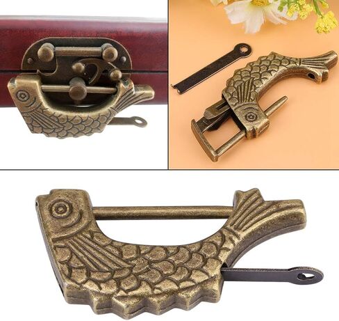 Retro Metal Lock Ancient Chinese Padlock with Fish Shaped for Drawer Jewelry Box Cabinet in Saudi Arabia