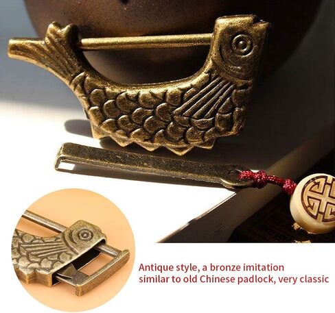 Retro Metal Lock Ancient Chinese Padlock with Fish Shaped for Drawer Jewelry Box Cabinet in Saudi Arabia