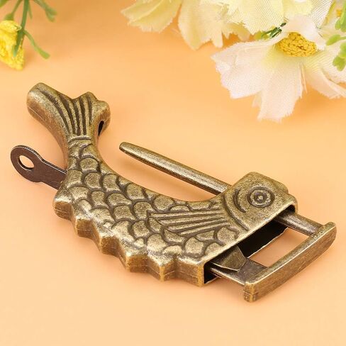 Retro Metal Lock Ancient Chinese Padlock with Fish Shaped for Drawer Jewelry Box Cabinet in Saudi Arabia