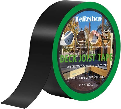 شريط Felizshop Butyl Joist Tape مقاس 2 بوصة × 50'Deck شريط مقاوم للطقس وشريط وامض ذاتي اللصق مقاوم للماء لبناء عوارض الروافد in Kuwait