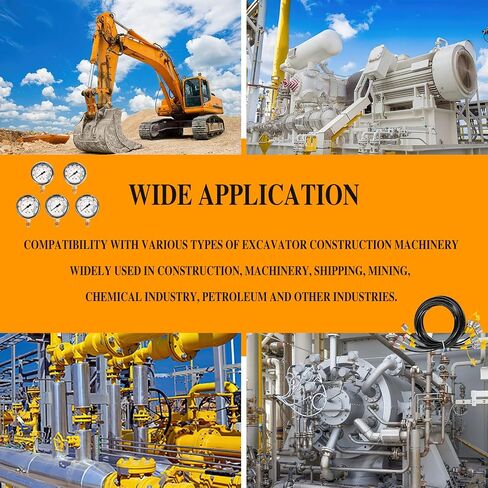 طقم اختبار الضغط الهيدروليكي 10/100/250/400/600 بار، 5 أجهزة قياس، 5 خراطيم اختبار، 13 وصلة و14 موصل تي لآلات بناء الحفارات in Kuwait