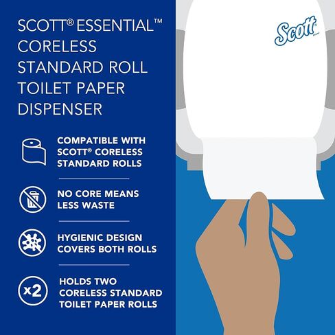 Kimberly-Clark Scott Essential Double Roll Coreless Toilet Paper Dispenser (09605),, Pearl White in Saudi Arabia