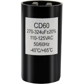 270-324 Mfd uF 110-125VAC مكثف بدء تشغيل المحرك الدائري، 50/60 هرتز AC مكثفات البدء الكهربائية CD60B، 40 درجة مئوية إلى +65 درجة مئوية / -40 درجة فهرنهايت إلى 149 درجة فهرنهايت (110-125VAC) in Saudi Arabia