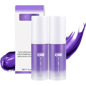 قطعتان من معجون الأسنان الأرجواني لتبييض الأسنان، تبييض معجون الأسنان الأرجواني، معجون أسنان مصحح اللون، إزالة بقع الأسنان، تقليل الاصفرار، مصحح لون الأسنان (30 مل) in Kuwait