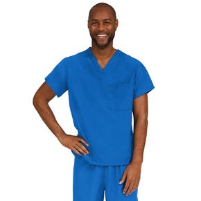 Medline PerforMAX Unisex Reversible V-Neck Scrub Top, 2 Pockets, Royal Blue, Size Small