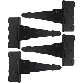 رورال 365 مفصلات باب مثلثة 4 قطع - مفصلات باب مزخرفة 8 انش على شكل حرف T بنمط مزرعة مفصلات باب الحظيرة سوداء غير لامعة in Kuwait