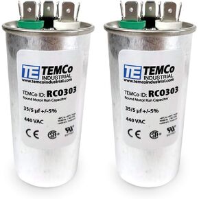 TEMCo 45+5 uf/MFD 440 VAC Volts Round Dual Run Capacitor 50/60 Hz AC Electric - Lot -1