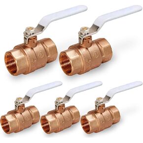 Midline Valve 832T223-NL-5 Premium Full Port Ball Valve, Brass, 1 in. FIP x 1 in. FIP (5 Pack)