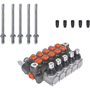 ALL-CARB 5 Spool 11GPM Hydraulic Directional Control Valve Hydraulic Valve Double Acting Valve 3625PSI SAE Ports for Small Tractors Tractors Loaders Log Splitters