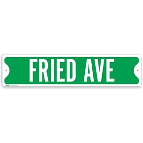 PetKa Signs and Graphics PKSS-0021-NA_18x4 "Fried Ave" Aluminum Sign, 18" x 4", White on Green