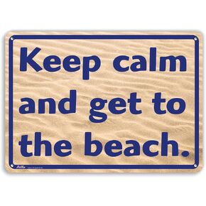 PetKa Signs and Graphics PKVA-0051-NA_14x10"Keep Calm and get to The Beach." Aluminum Sign, 14" x 10", White Text on Tide Photo in Saudi Arabia