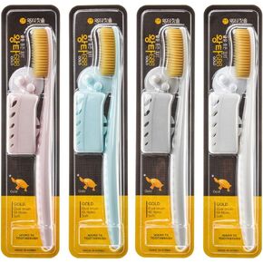Toothbrush 4pcs, Twice as Wide as Regular Brush Head, Wide Toothbrush, Long Brush Head, More Comfortable and Easier Brushing (Black Brush) in Saudi Arabia