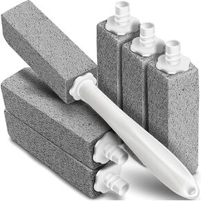 حجر خفاف ماريتون لتنظيف المرحاض بمقبض طويل جدًا، تصميم قابل للاستبدال، مقبض تنظيف واحد، 6 عبوات أحجار تنظيف، سهلة لإزالة تراكمات بقع الماء الصلبة العنيدة in Kuwait