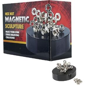 The Dreidel Company Magnetic Sculpture Building Blocks, Create Your Own Masterpiece, Development and Stress Relief, 3.5" Inch (Hex Nut)