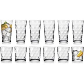 Home to Table HE Modern Drinking Glasses Set, 12-Count Galaxy Glassware, Includes 6 Cooler Glasses (17oz) 6 DOF Glasses(13oz) 12-piece Elegant Glassware Set in Saudi Arabia
