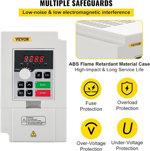 VEVOR VFD 3KW 220V 4HP, 1 or 3 Phase Input, 3 Phase Output Variable Frequency Drive, AC 14A 0~1000HZ CNC Motor Inverter Converter for Motor Speed (RS485) in Saudi Arabia