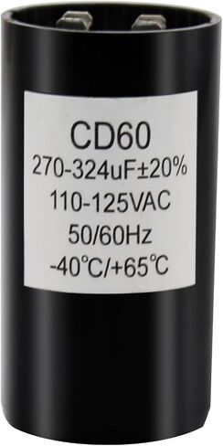 270-324 Mfd uF 110-125VAC مكثف بدء تشغيل المحرك الدائري، 50/60 هرتز AC مكثفات البدء الكهربائية CD60B، 40 درجة مئوية إلى +65 درجة مئوية / -40 درجة فهرنهايت إلى 149 درجة فهرنهايت (110-125VAC) in Saudi Arabia