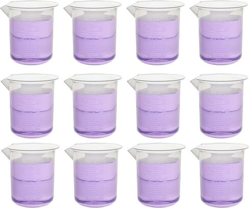 12PK Plastic Beakers, 100ml - Polypropylene Plastic - Raised Graduations, Tapered Spout - Euro Design - Eisco Labs in Saudi Arabia