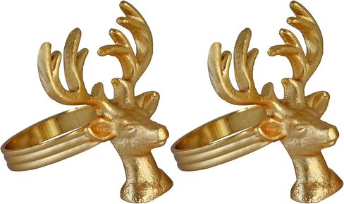 ITOS365 Napkin Rings Set of 12 for Dining Table Decoration Parties Everyday Metal Napkin Holder Deer Gold (Pack of 12) in Saudi Arabia
