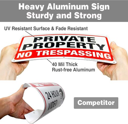 Private Property No Trespassing Metal Sign (4 Pack), 10 x 7 Inches Rust Free .040 Aluminum Sign – Reflective – Weatherproof - Easy to Mount - Indoor/Outdoor Use in Saudi Arabia