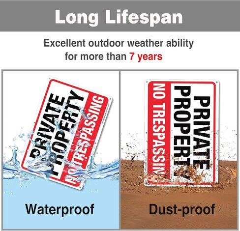 Private Property No Trespassing Metal Sign (4 Pack), 10 x 7 Inches Rust Free .040 Aluminum Sign – Reflective – Weatherproof - Easy to Mount - Indoor/Outdoor Use in Saudi Arabia