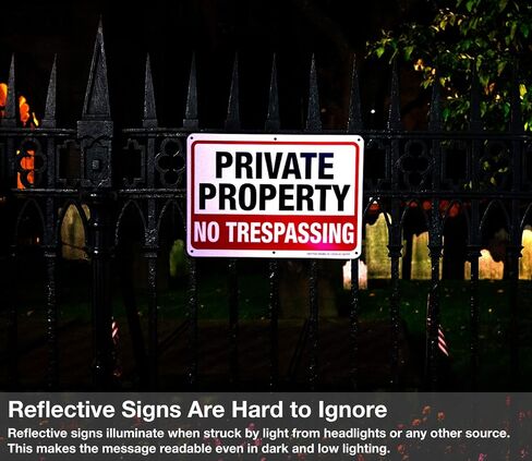 Private Property No Trespassing Metal Sign (4 Pack), 10 x 7 Inches Rust Free .040 Aluminum Sign – Reflective – Weatherproof - Easy to Mount - Indoor/Outdoor Use in Saudi Arabia