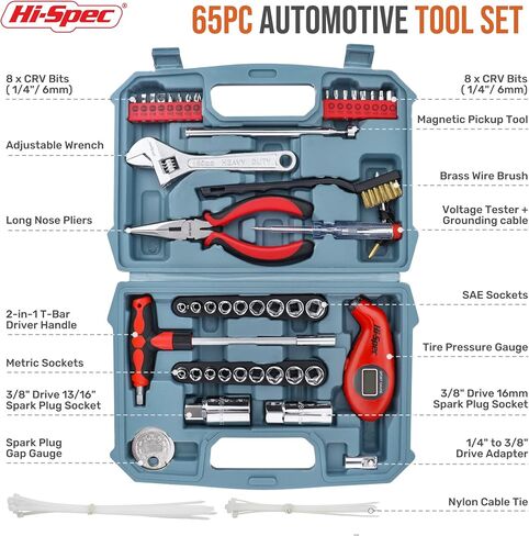 Hi-Spec 49pc Tool Kit - Comprehensive Tool Set for Home & Garage, Essential for Everyday Tasks - Basic Tool Kit for Various DIY Projects in Saudi Arabia