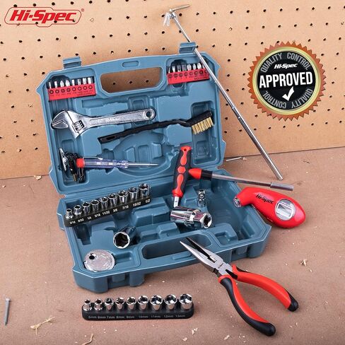 Hi-Spec 49pc Tool Kit - Comprehensive Tool Set for Home & Garage, Essential for Everyday Tasks - Basic Tool Kit for Various DIY Projects in Saudi Arabia