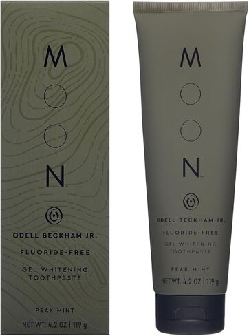 معجون أسنان جل تبييض القمر × OBJ، تحديث وتبييض ابتسامتك، نكهة النعناع الذروة للنفس المنعش، خالي من الفلورايد، نباتي ولم يتم الإساءة إلى الحيوانات في تصنيعه، تم إنشاؤه بالاشتراك مع أوديل بيكهام جونيور للبالغين، 4.2 أونصة in Kuwait