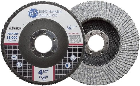 مواد كاشطة معيارية 4.5 بوصة × 7/8 بوصة مطلية بالإستيرات من النوع 29 قرصًا قلابًا للألمنيوم أو المعادن الناعمة الأخرى، أقراص طاحونة الزوايا للصنفرة والتشطيب والطحن وإزالة الأزيز (10 عبوات) - 36 حبيبة in Kuwait