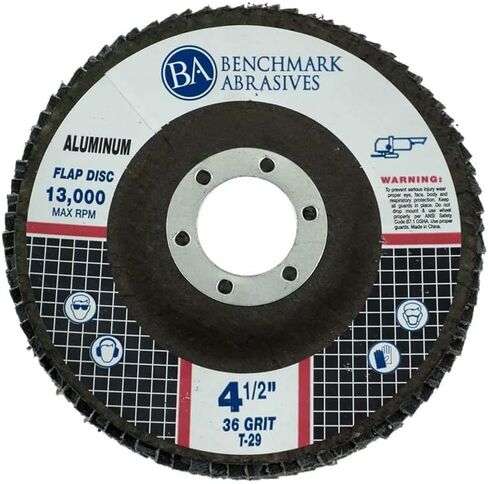 مواد كاشطة معيارية 4.5 بوصة × 7/8 بوصة مطلية بالإستيرات من النوع 29 قرصًا قلابًا للألمنيوم أو المعادن الناعمة الأخرى، أقراص طاحونة الزوايا للصنفرة والتشطيب والطحن وإزالة الأزيز (10 عبوات) - 36 حبيبة in Kuwait