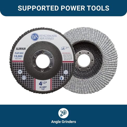 مواد كاشطة معيارية 4.5 بوصة × 7/8 بوصة مطلية بالإستيرات من النوع 29 قرصًا قلابًا للألمنيوم أو المعادن الناعمة الأخرى، أقراص طاحونة الزوايا للصنفرة والتشطيب والطحن وإزالة الأزيز (10 عبوات) - 36 حبيبة in Kuwait