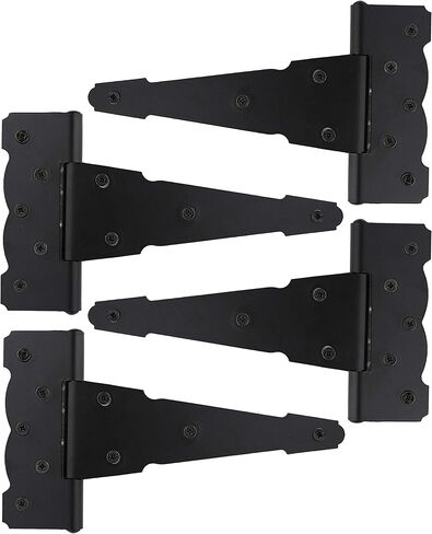 رورال 365 مفصلات باب مثلثة 4 قطع - مفصلات باب مزخرفة 8 انش على شكل حرف T بنمط مزرعة مفصلات باب الحظيرة سوداء غير لامعة in Kuwait