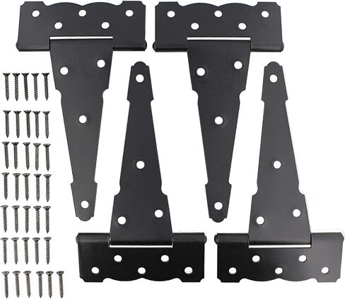 رورال 365 مفصلات باب مثلثة 4 قطع - مفصلات باب مزخرفة 8 انش على شكل حرف T بنمط مزرعة مفصلات باب الحظيرة سوداء غير لامعة in Kuwait