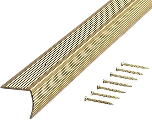 M-D Building Products 79103 Fluted 1-1/8-Inch by 1-1/8-Inch by 72-Inch Stair Edging, Satin Brass in Saudi Arabia