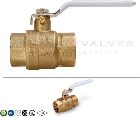 Midline Valve 832T223-NL-5 Premium Full Port Ball Valve, Brass, 1 in. FIP x 1 in. FIP (5 Pack) in Kuwait