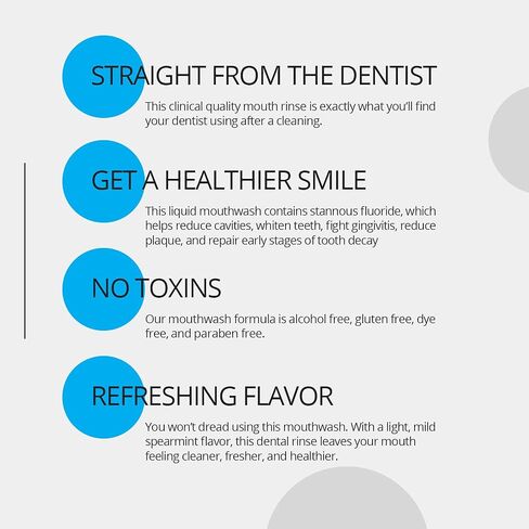 Stannous Fluoride Mouthwash - 10 Fl. Oz. 0.63% Antimicrobial Perio Rinse - Alcohol Free, Dye Free, Paraben Free - Refreshing Spearmint Flavor in Saudi Arabia