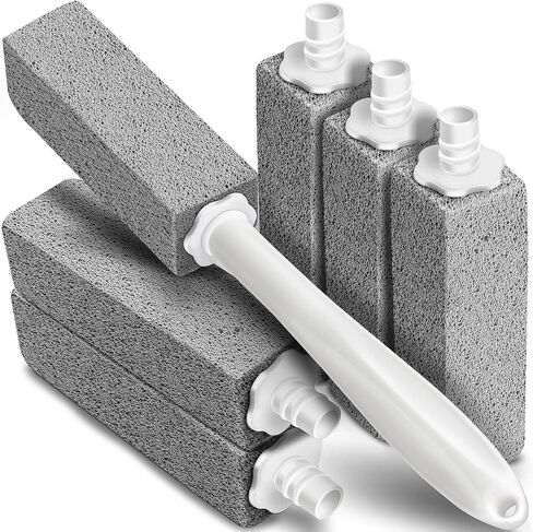 حجر خفاف ماريتون لتنظيف المرحاض بمقبض طويل جدًا، تصميم قابل للاستبدال، مقبض تنظيف واحد، 6 عبوات أحجار تنظيف، سهلة لإزالة تراكمات بقع الماء الصلبة العنيدة in Kuwait